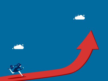 Kariyer yolunda koşan bir iş kadını. vektör