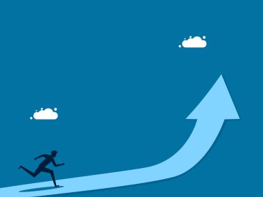 Büyüme yolunda koşan bir iş adamı. vektör