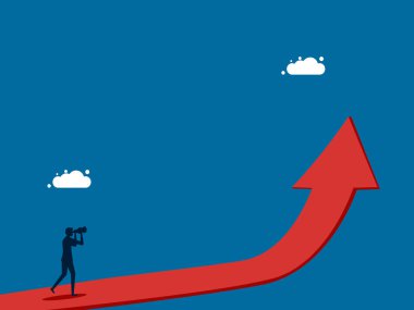 İş adamı iş büyümesini bekliyor. vektör