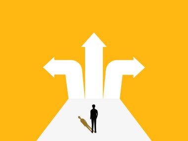 Kişisel yol, fırsat. Yol üzerinde iş adamı karar vermeli. vektör