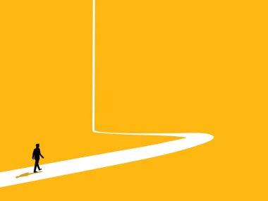 İş adamı başarının son virajında yürüyor. Vektör