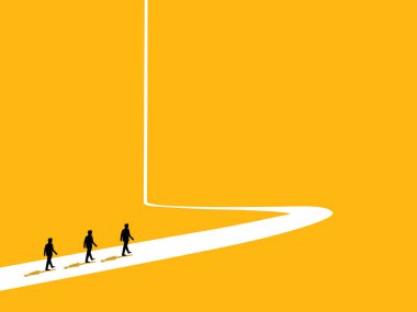 İş adamı takımı başarıya giden yolda birlikte yürür. vektör