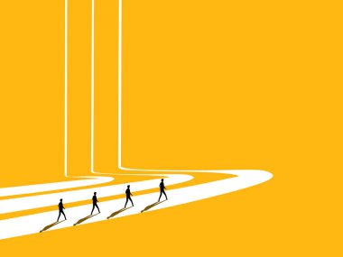 Başarı için birlik. İş adamı takımı aynı rotada yürüyor.