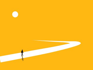 İşadamı Son Eğri Üzerinde Yürüyor. vektör