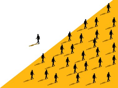 Farklı iş adamları kalabalıktan uzaklaşır. vektör