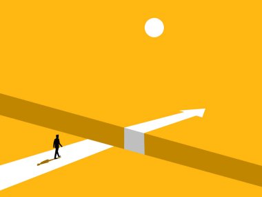 Cesaret, Risk. Gap 'in kenarındaki iş adamı. vektör