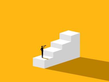 İş adamları hedef merdivenlere adım adım bakıyor. vektör