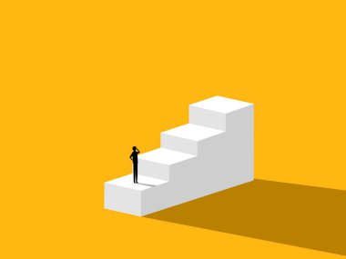 İş adamları başarı merdivenlerinde karar veriyor. vektör