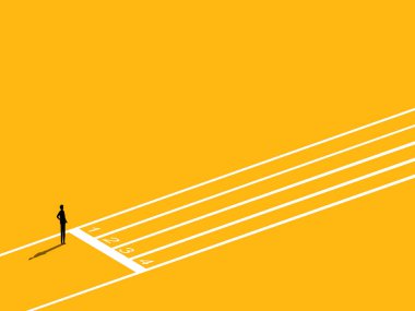 Yola odaklan, bir işe başla. İş adamı yarışmaya hazırlanıyor.