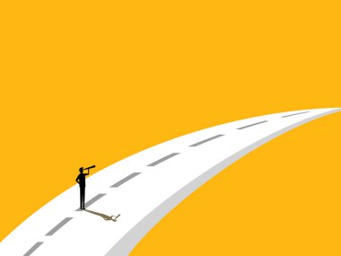 Vizyon Lideri. Fırsat yolundaki bir iş adamı. vektör