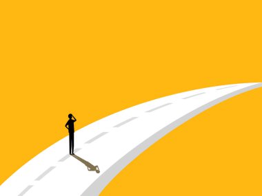 Önümüzde uzun bir yol var. Köprü Yolu 'ndaki iş adamı. vektör