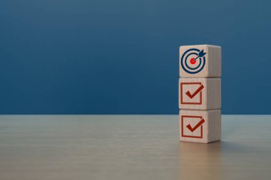 Görev tamamlandı, hedef hedefini kontrol edin. iş kavramı