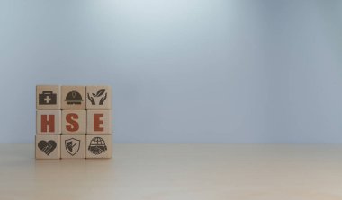 HSE, iş ve organizasyon simgeleri, sağlık ve güvenlik çevre kavramı, sanayi iş standartları