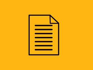 Sarı arkaplanda belge simgesi. vektör illüstrasyonu