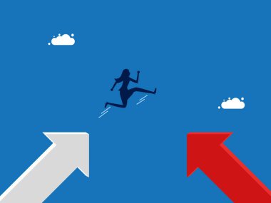 Yeni kariyer, kadın zıplıyor ve yönünü değiştiriyor.