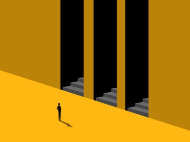 Hırs. İşadamı doğru kapıyı seçiyor.