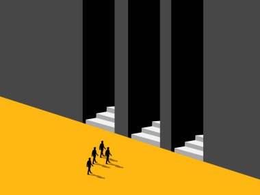 Hırs. Takım İşadamı doğru kapıyı seçiyor.