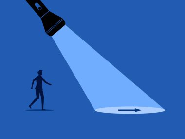 Çeşitli iş yolları, rehberliğe yardımcı olur. Adam oku fırsata doğru takip eder.