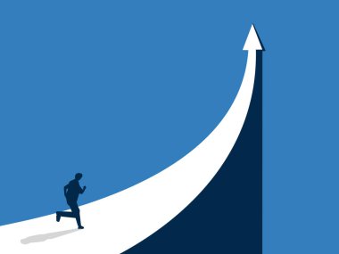 Başarı yoluna git, iş adamı büyüyen okun yolunda koşan