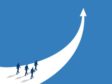 İş ilerlemesi ya da başarı, iş ekibi yüksek büyüme yolunda