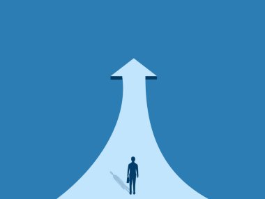 Gelişme, İlerleme, İşadamı Kariyer Büyüyen Ok Üzerine Duruyor