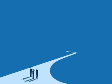 Takım çalışması, aynı amaç, uzun bir yolda duran bir grup insan.