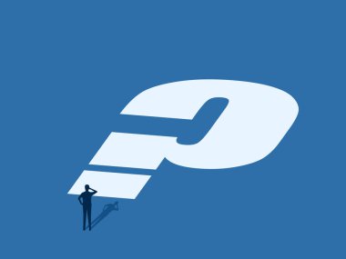 İş sorunu çözme, soru işaretiyle karşı karşıya kalan adam.