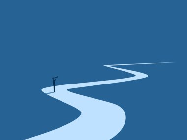 Odaklan, Araştırma, Arama, Tahminler, İş adamı Dürbünle iş yoluna bakıyor