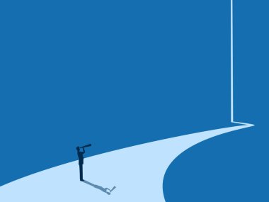 İşadamı ilerideki büyüme yoluna bakıyor