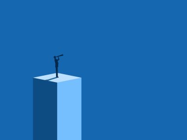 Başarılı olacağını öngören işadamı, zirvedeki dürbüne bakıyor.