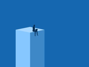 Yüksek Binada Dizüstü bilgisayarla çalışan İşadamı