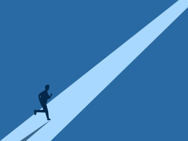 İş adamı hayattaki geleceğinin yolunda koşar.