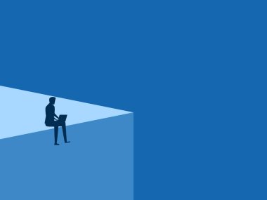 İşine odaklan, iş adamı binanın köşesinde oturuyor.