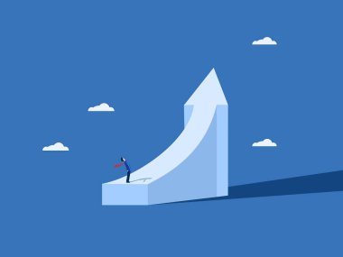 Daha iyi bir gelecek için, İşadamı ok büyüme yoluna bakıyor.