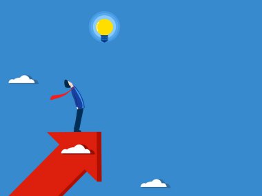 Büyüme grafiğindeki ampullere bakan iş adamı daha anlayışlı.