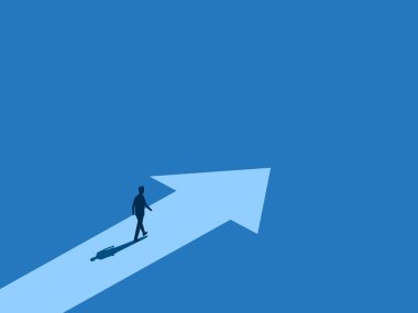 İşadamı önde giden ok boyunca yürürken kayboldu