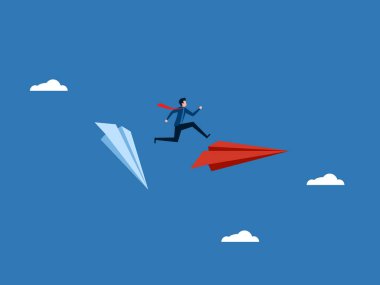 Risk. İşadamı yeni bir kağıt uçağa geçti.