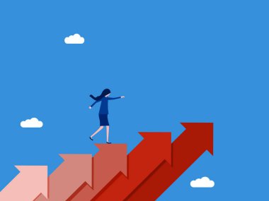 İş kadını başarıya giden basamakları çıkıyor. iş ve mali konsept