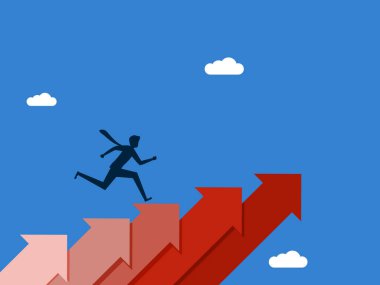 İşadamı merdivenlerden çıktı, iş hayatına başlamak için adımlar attı