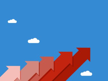 Kırmızı ok merdiveni, iş kurma kavramı, vektör