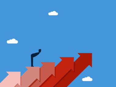 İşadamı başarıya giden yolda merdivenlerde karar veriyor.