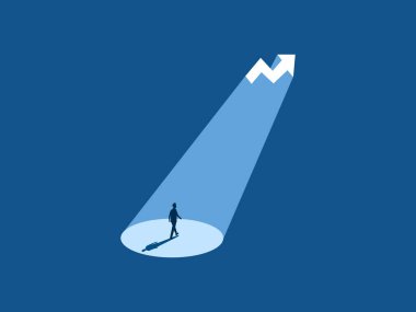 Işıldayan büyüme tablosunu izleyen işadamı