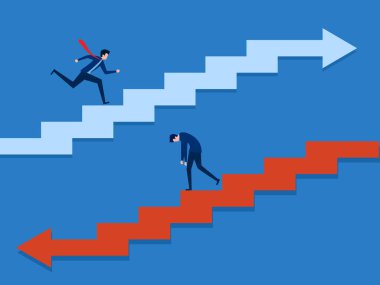 Başarı ve başarısızlık arasındaki fark, Merdiven Üzerinde İki İşadamı