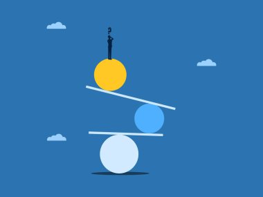 İş adamı gemideki ve küredeki yaşamı dengeliyor. iş kavramı