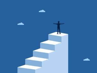 Görev tamamlandı. İşadamı merdivenin başında duruyor.