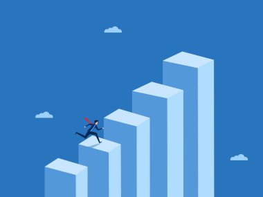 Çubuk grafikte görev yapmaya kararlı iş adamı büyüyor