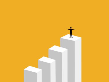 Başarılı, iş adamı en yüksek çubuk grafiğinde olmaktan mutlu.