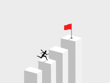 İş adamı gol için grafiğe koşuyor