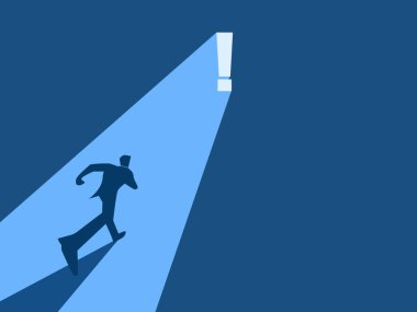 Cevabı bul, Gizem, İşadamı uyarı simgesine doğru koşuyor