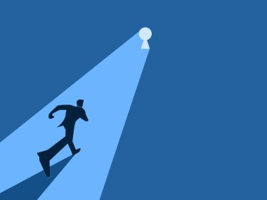 Bulmaca, Başarı, İş Adamı anahtar deliği simgesine koşuyor